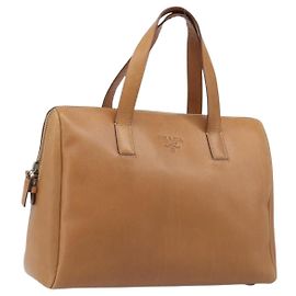 Sac à main PRADA en cuir marron ton or Auth bs37098 Marron Autre