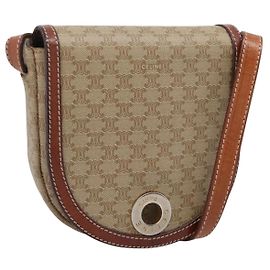 Céline Borsa a tracolla CELINE Macadam Circle Logo PVC Beige Tono Oro Auth ki6890 Beige Altro