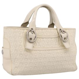 Céline CELINE Boogie Bag Handtasche aus Leder weiß silber Auth BA16174 Silber Weiß