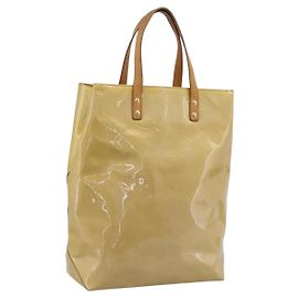 LOUIS VUITTON Monogram Vernis Reade MM Hand Bag Beige M91141 LV Auth gh2399 Beige