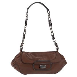 Borsa a tracolla con catena PRADA in pelle marrone autentica 206107V Marrone