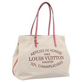 Saco Cabas MM LOUIS VUITTON Canvas White M94502 LV Auth ep16110A Branco