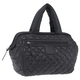 Sac Boston CHANEL Cococoon Nylon Noir Argent CC Auth ki6893M Noir Argenté