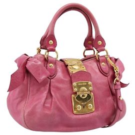 Borsa a mano Miu Miu in pelle 2way Rosa Tono Oro Auth bs37260V Rosa Altro