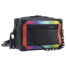 LOUIS VUITTON Taiga Rainbow Mini Soft Trunk Bag Black M30351 LV Auth 203152M Noir