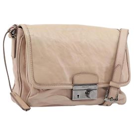 Bolso de hombro PRADA de piel beige plata Auth ep16017 Plata Beige