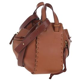 LOEWE Hammock Handtasche Leder 2way Braun Gold Authentisch 204880SAM Braun Golden