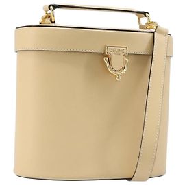 Céline Borsa a spalla CELINE Vanity in pelle 2way Beige Tono Oro Auth 205952A Beige Altro