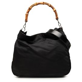 Bolsa Satchel Gucci em nylon preto com bambu Preto