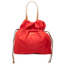 Sac Tote Prada Tessuto Logo à cordon rouge Rouge