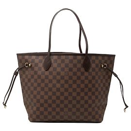 Saco Tote Louis Vuitton Damier Ebene Neverfull MM castanho Marrom