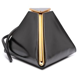 Black Bottega Veneta Calfskin Pyramid Clutch Black