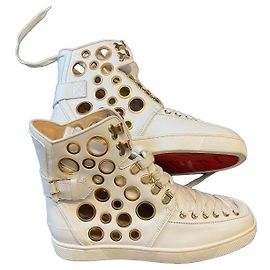 Christian Louboutin Alfibully White Leather High-Top Sneakers White