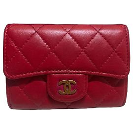 Chanel Portefeuille Classique en Cuir Matelassé Rouge
