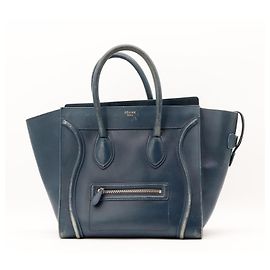 Céline Celine Mini Luggage Handtasche Blau Leder Blau