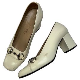 Vintage Gucci Lackleder Pumps Späte 1990er Ivory EU37.5 Weiß