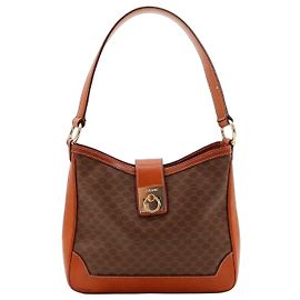 Céline Celine Macadam Canvas Shoulder Bag Brown