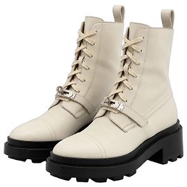 Hermès Funk Kelly Stiefeletten Blanc de Paris Leder Größe 38 Weiß