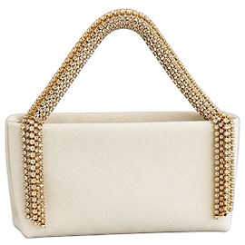 Autre Marque Rosantica Mini Annabella Crystal-Embellished Ivory Bag White Golden