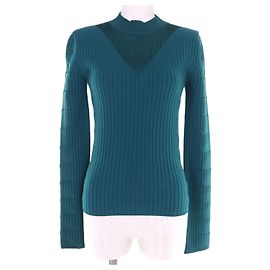 Hermès Hermes 3H2641DX Top de malha em lã seda cashmere 34 Verde