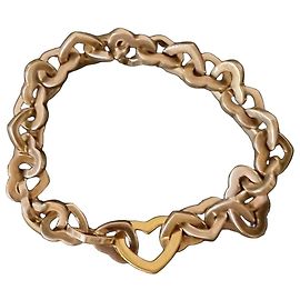 Pulseira Tiffany & Co. Heart Link Prata e Ouro Amarelo Dourado Hardware prateado