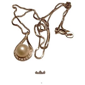 Autre Marque Collana Miluna in oro bianco con perla e diamanti Bianco