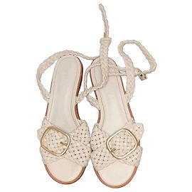 Autre Marque Sandales plates ME+EM cuir tressé blanc Blanc