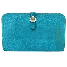 Hermès Cartera larga Hermes Dogon GM en piel Togo azul Azul