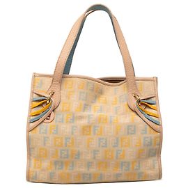 mala Tote Fendi Beige Small Multicolore Zucchino Canvas Bege