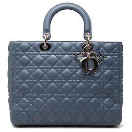 Dior Blue Large Lambskin Cannage Lady Dior Blu Blu chiaro