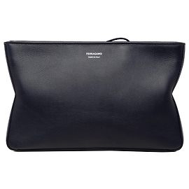 Salvatore Ferragamo Pouch morbida in pelle blu Ferragamo Blu Blu navy