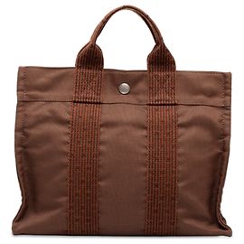 Hermès Brown Canvas Herline PM Marrone