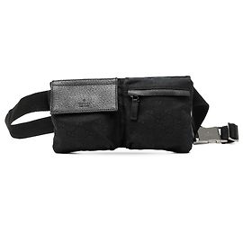 Gucci Black GG Canvas Double Pocket Belt Bag Black