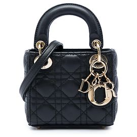 Dior Black Micro Lambskin Cannage Lady Dior Schwarz