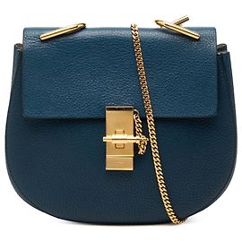 Chloé Blue Small Leather Drew Crossbody Blu
