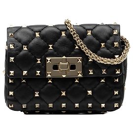 Valentino Black Nappa Rockstud Spike Crossbody Nero