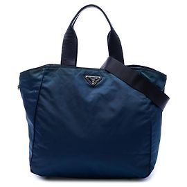 Prada Blue Tessuto Handtasche Blau Marineblau