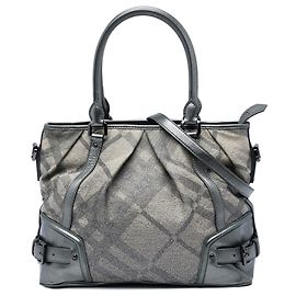 Borsa Satchel Burberry in tela Smoke Check con glitter argento Argento