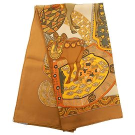 Hermès Brown Art des Steppes Seidentuch Braun Hellbraun