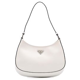 Bolsa de Ombro Prada Cleo em Couro Spazzolato Branco Branco
