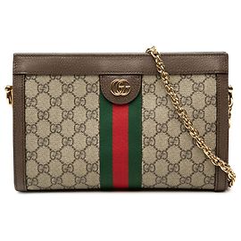 Gucci Beige Small GG Supreme Web Ophidia Chain Crossbody Beige