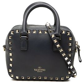 Sac à main Valentino Rockstud en cuir noir avec poignée supérieure Noir