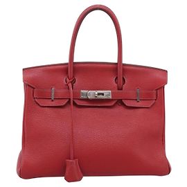 Hermès Hermes Birkin Red Togo mit Palladium Hardware 30 Rot