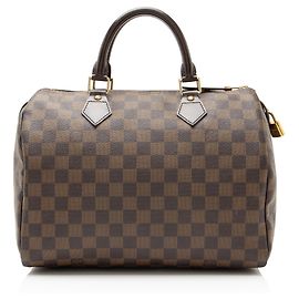 Louis Vuitton Damier Ebene Speedy 30 Satchel Brown