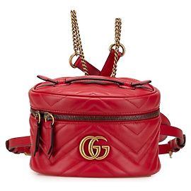 Gucci GG Marmont Backpack Vanity Bag Red