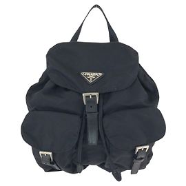 Zaino Prada Tessuto con logo triangolare Nero