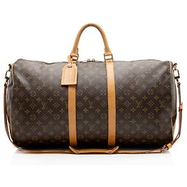 Louis Vuitton Vintage Monogram Canvas Keepall Bandouliere 55 Duffle Marron
