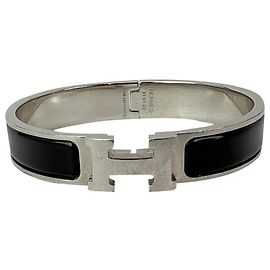 Hermès Hermes Clic H Armband Narrow Schwarz Silber-Finish Schwarz