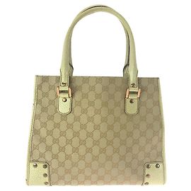 Gucci Studded GG Canvas Tote Brown Beige