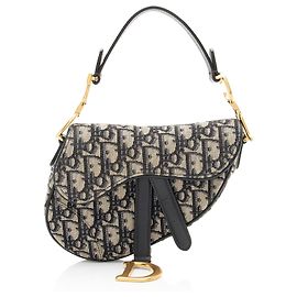 Mini Bolsa Saddle Dior Oblique Azul